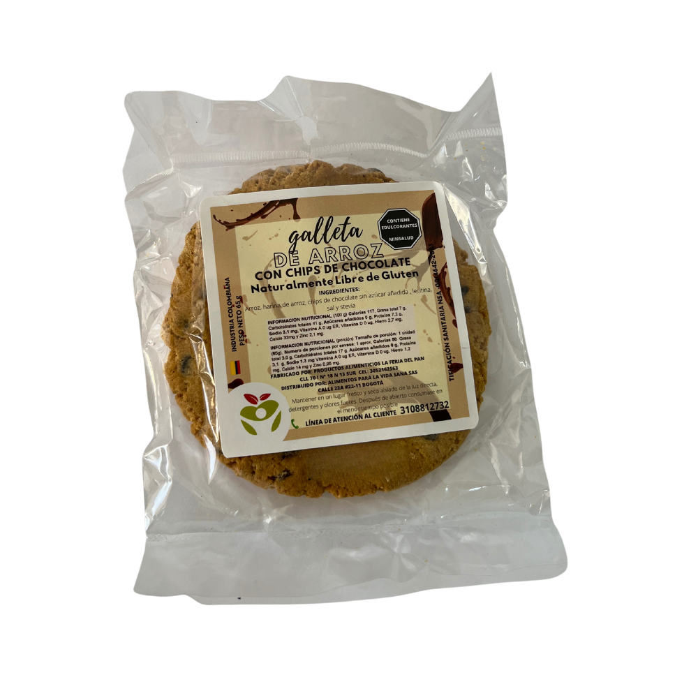 Galleta de Arroz con Chips de Chocolate Paquete x12 - 65g c/u