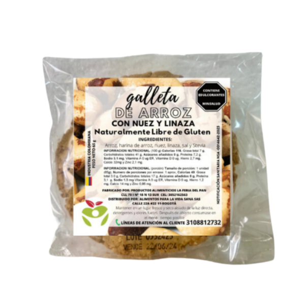 Galleta de Arroz con Nuez y Linaza Paquete x12